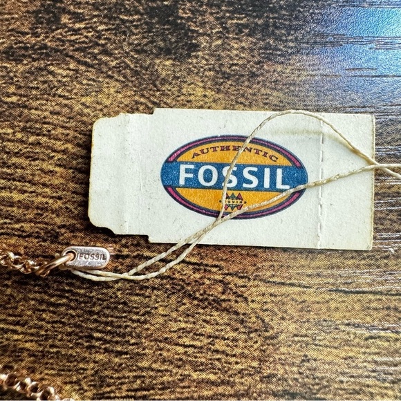 NWT Fossil Rose Gold Tone Gray Faceted Pendant 23” Necklace - Picture 6 of 10